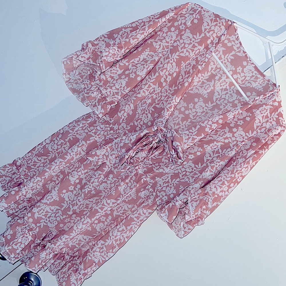 Light, pink floral romper